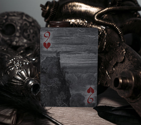 9 of Hearts of the Raven Black Dusk Playing Card Deck